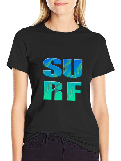 Surf Graphic Tee - Black Cotton T-Shirt
