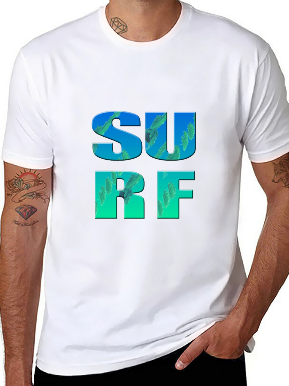 Surf Graphic Tee - Black Cotton T-Shirt