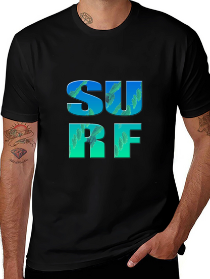 Surf Graphic Tee - Black Cotton T-Shirt