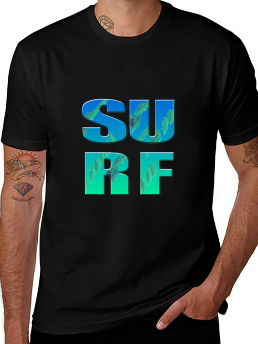 Surf Graphic Tee - Black Cotton T-Shirt