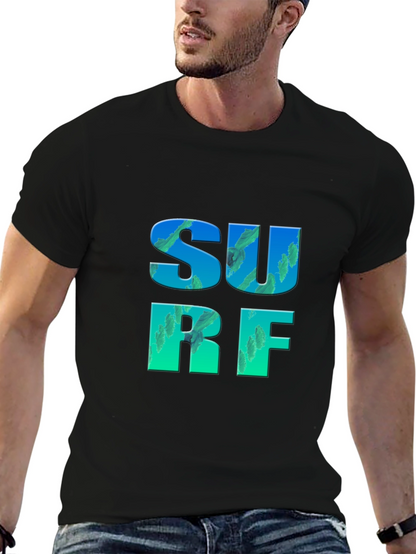 Surf Graphic Tee - Black Cotton T-Shirt