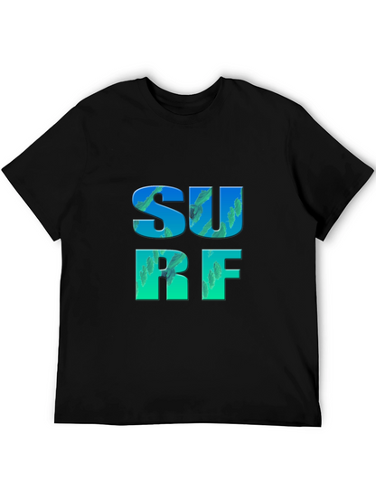 Surf Graphic Tee - Black Cotton T-Shirt