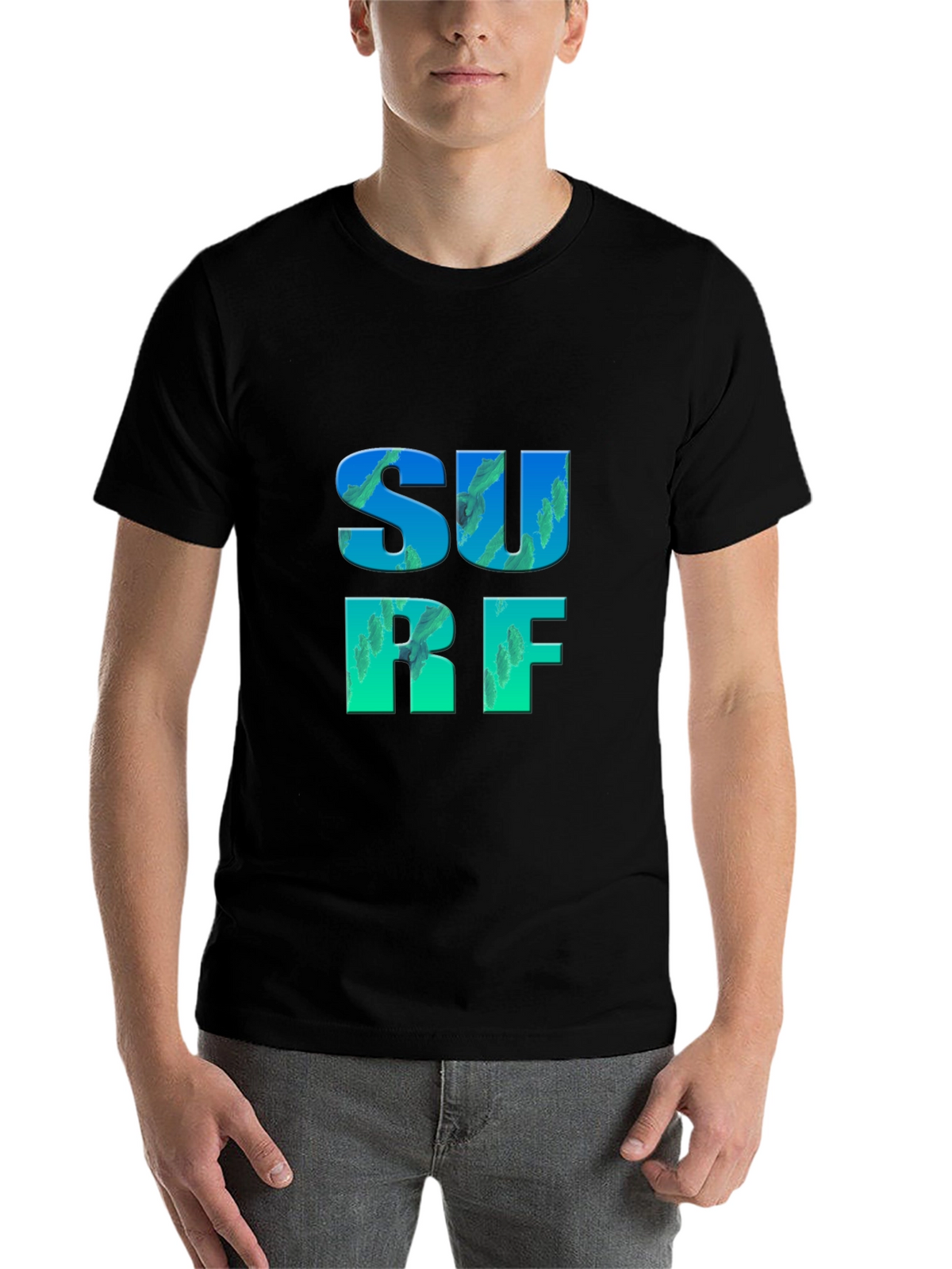 Surf Graphic Tee - Black Cotton T-Shirt