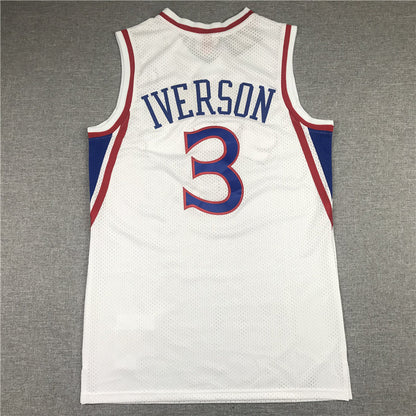 Men's Philadelphia 76ers Allen Iverson White Hardwood Classics Authentic Jerseys