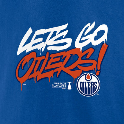 Men's Edmonton Oilers Royal 2025 Stanley Cup Playoffs Slogan T-Shirt