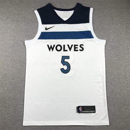 Men's Minnesota Timberwolves Anthony Edwards #5 White Swingman Jerseys - Association Edition