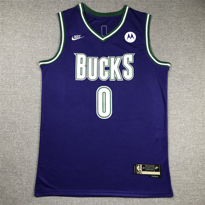 Men's Milwaukee Bucks Damian Lillard #0 Purple Swingman Jerseys - Classic Edition
