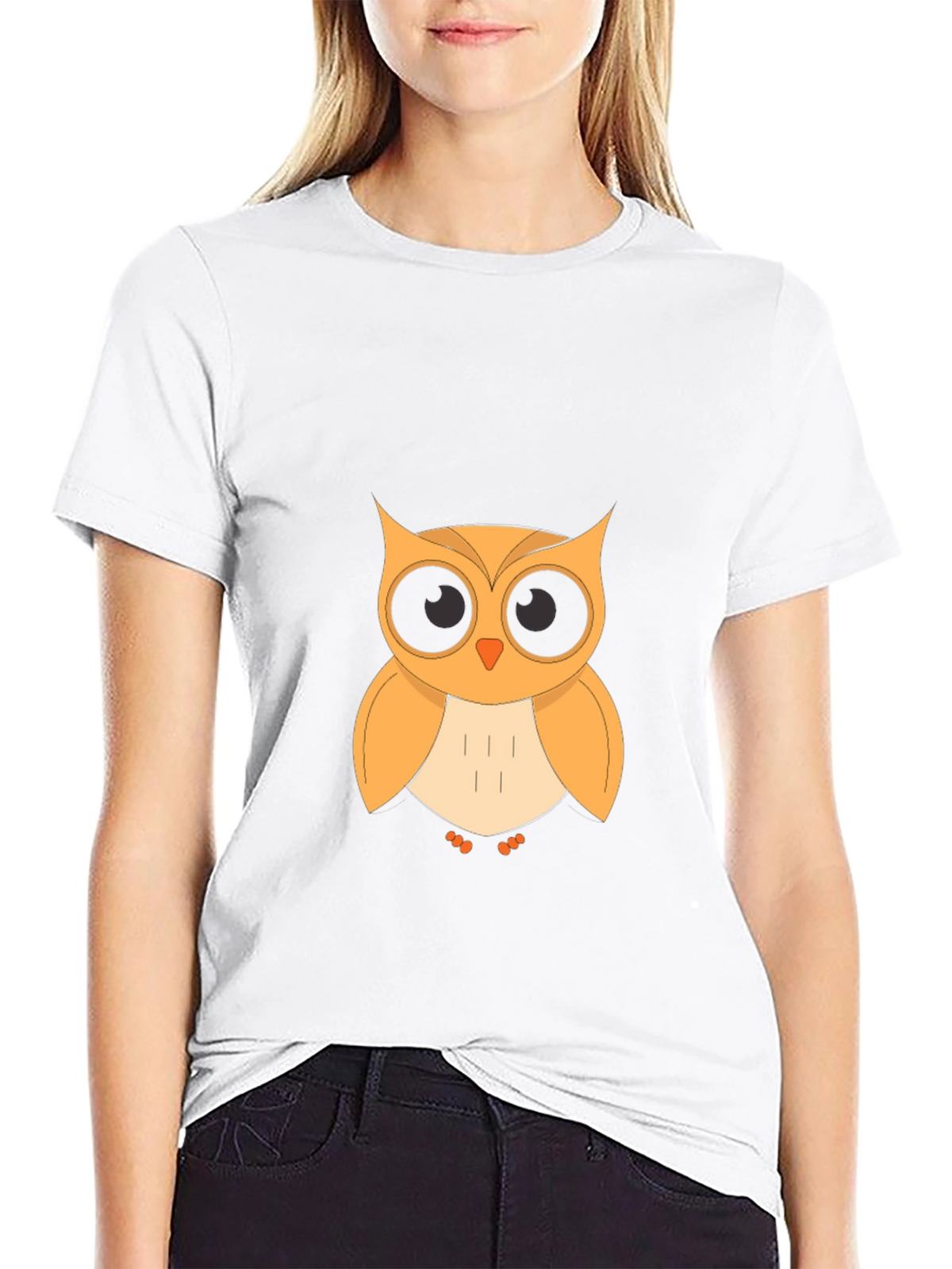 Owl Graphic T-Shirt - Black Cotton Blend