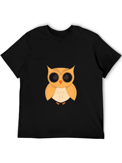 Owl Graphic T-Shirt - Black Cotton Blend
