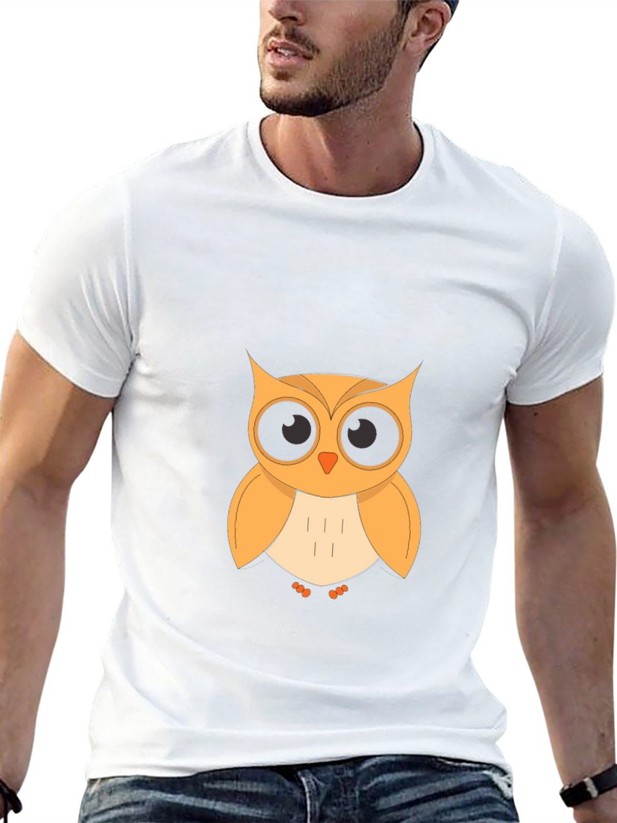 Owl Graphic T-Shirt - Black Cotton Blend