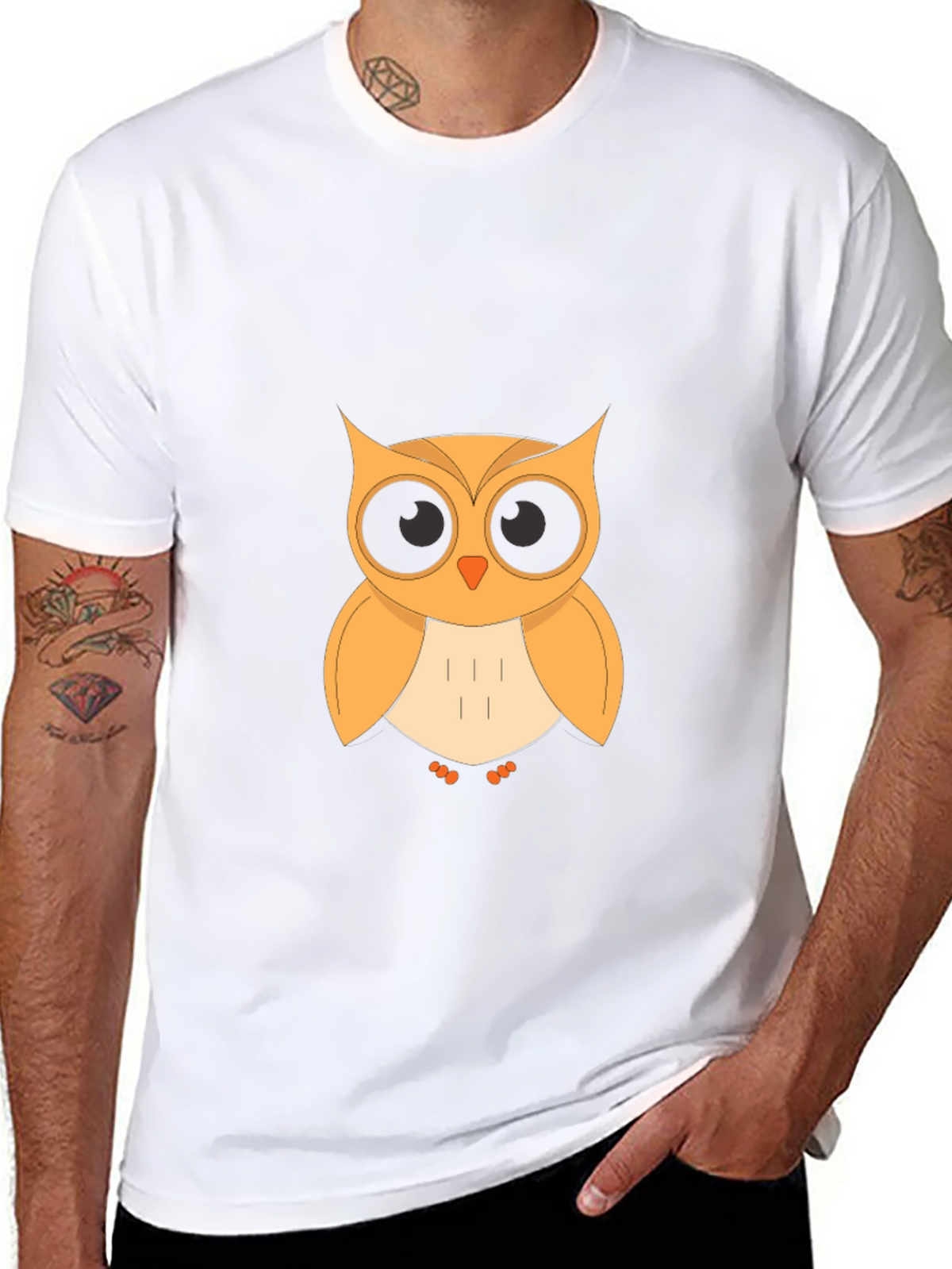 Owl Graphic T-Shirt - Black Cotton Blend