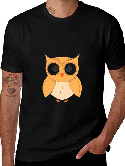 Owl Graphic T-Shirt - Black Cotton Blend