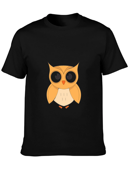 Owl Graphic T-Shirt - Black Cotton Blend