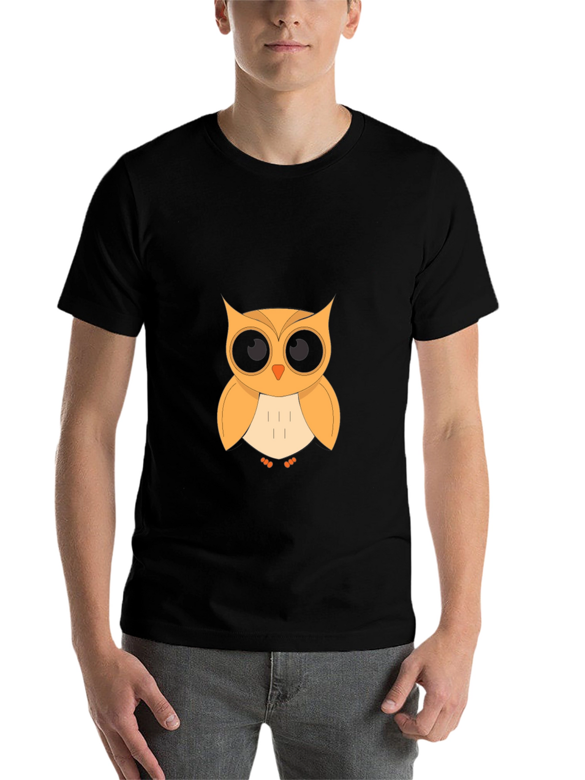 Owl Graphic T-Shirt - Black Cotton Blend