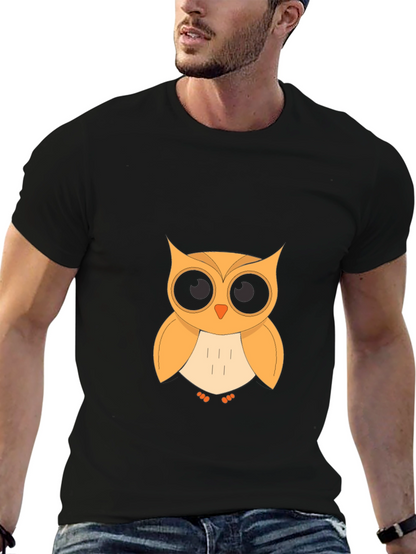 Owl Graphic T-Shirt - Black Cotton Blend