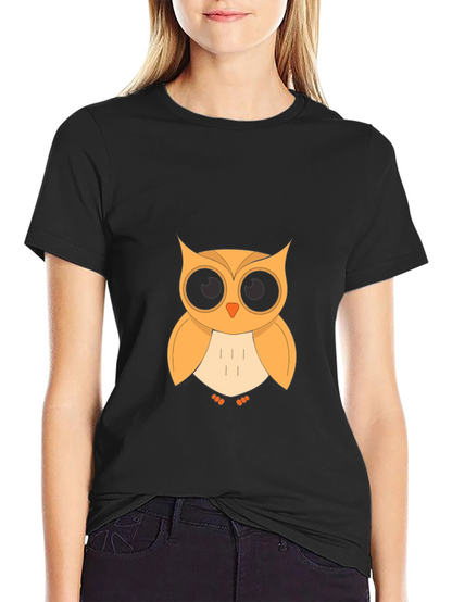 Owl Graphic T-Shirt - Black Cotton Blend
