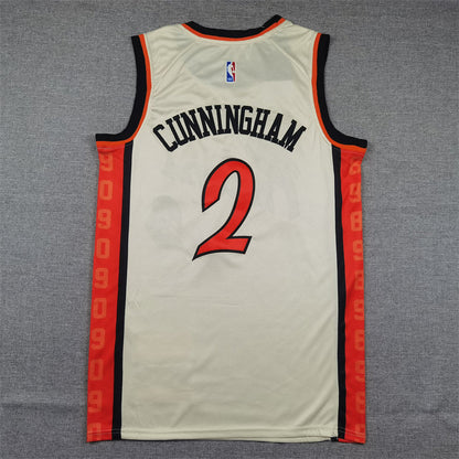 Men's Detroit Pistons Cade Cunningham #2 White 2024/25 Swingman Jerseys - City Edition