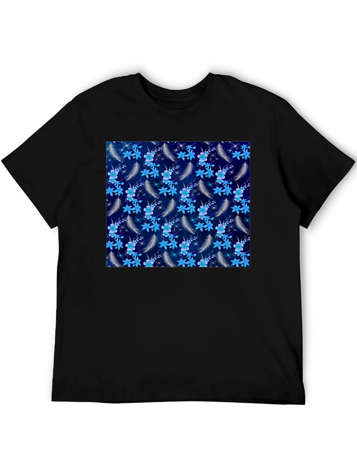 Floral Feather Graphic Tee - Black
