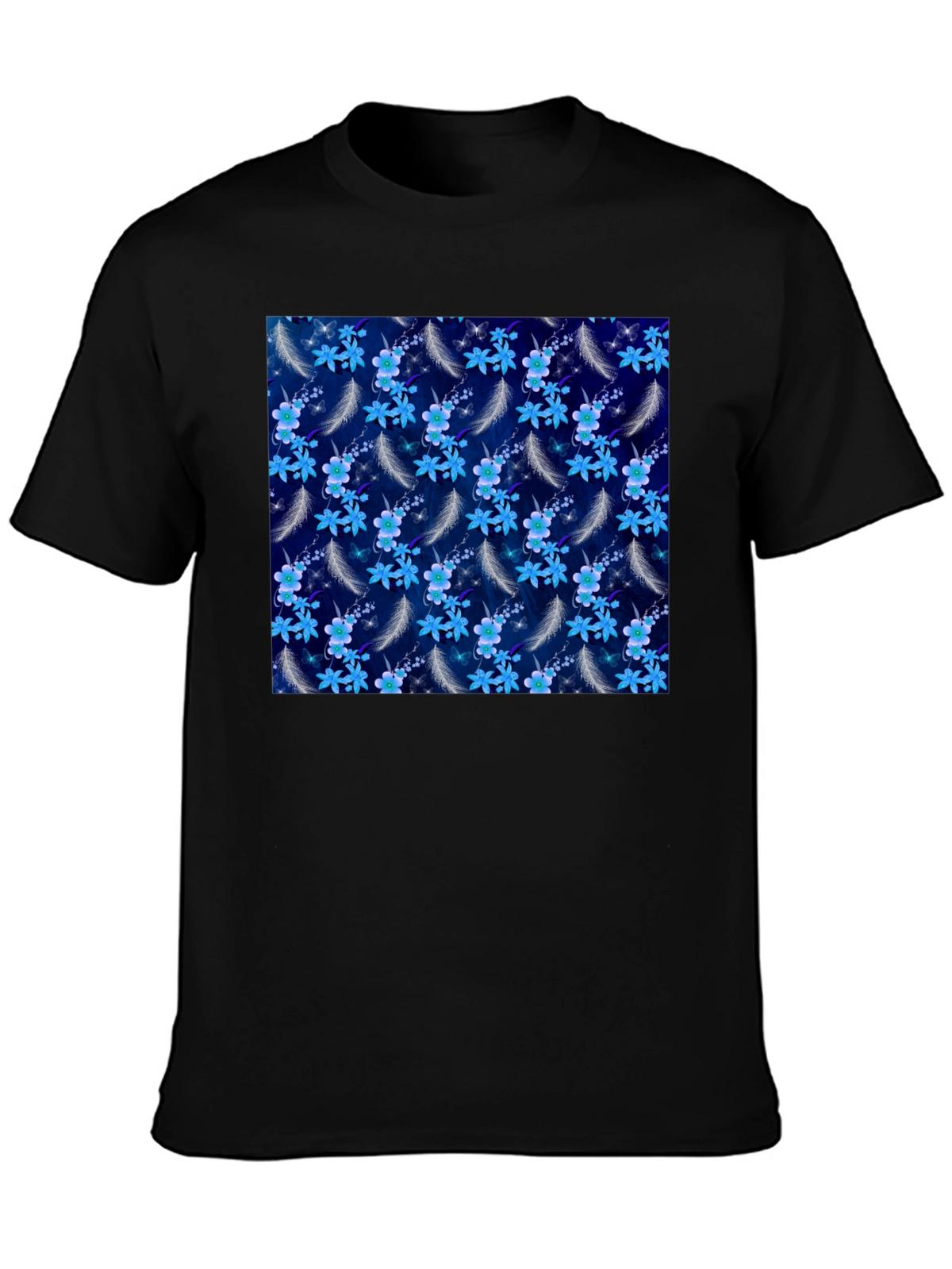 Floral Feather Graphic Tee - Black