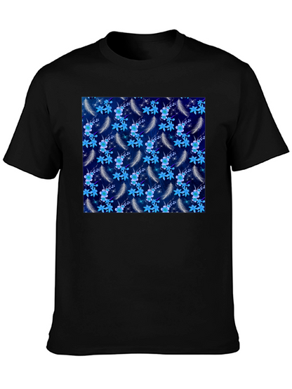 Floral Feather Graphic Tee - Black