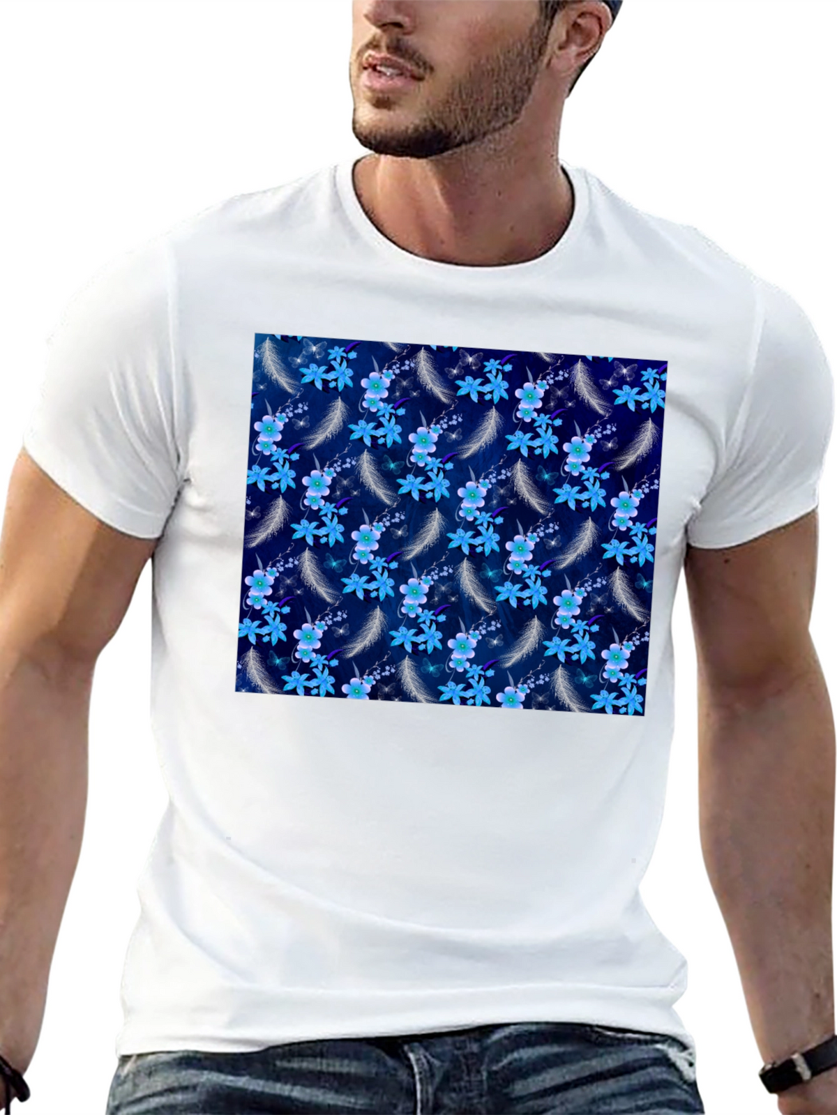 Floral Feather Graphic Tee - Black