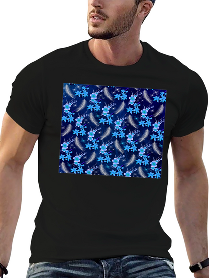 Floral Feather Graphic Tee - Black