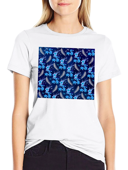 Floral Feather Graphic Tee - Black