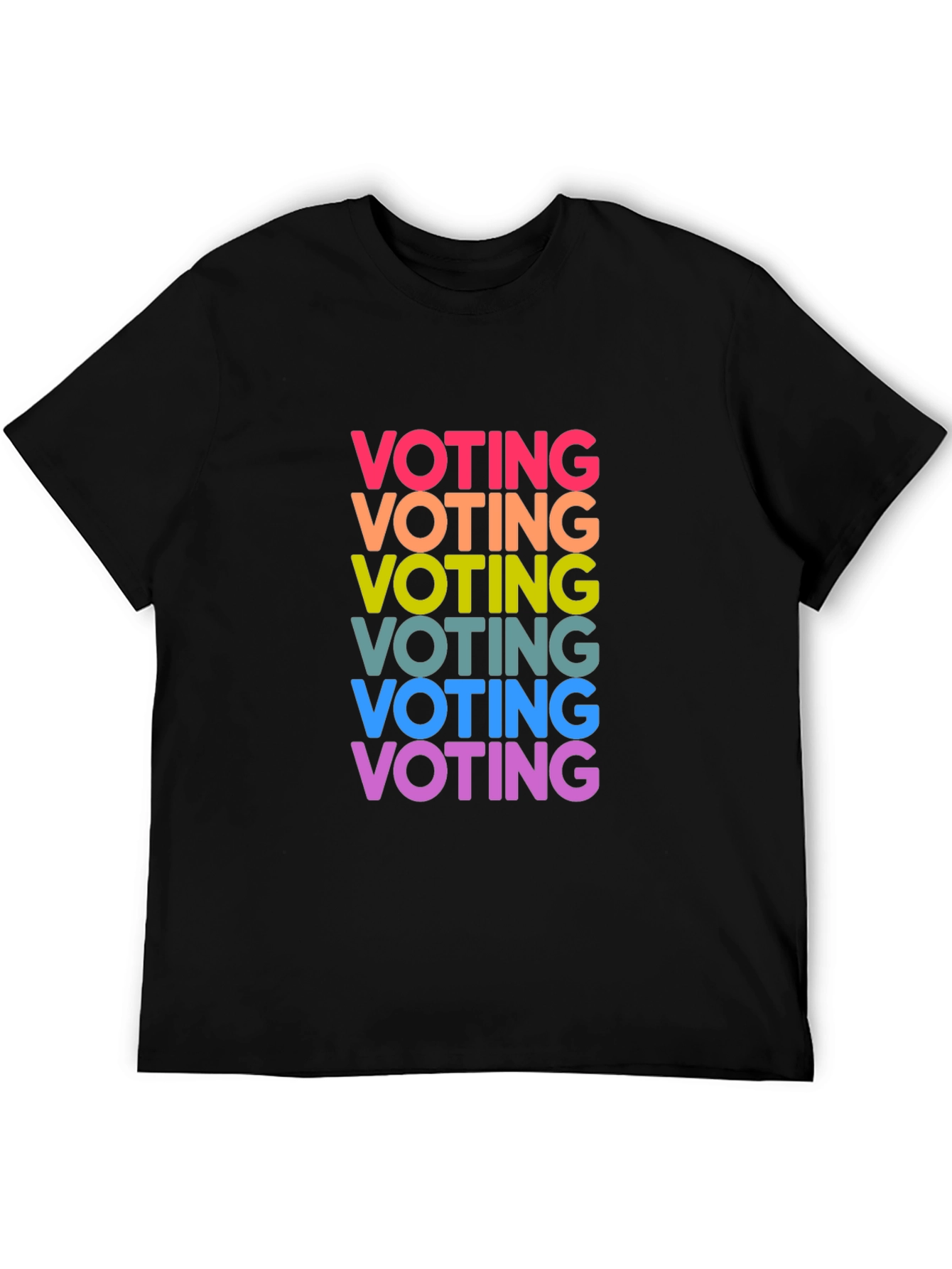 Vote Rainbow Text Graphic Black Tee