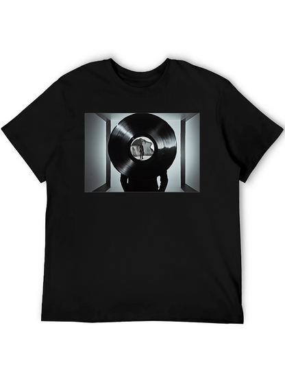 Abstract Record Print Black Tee