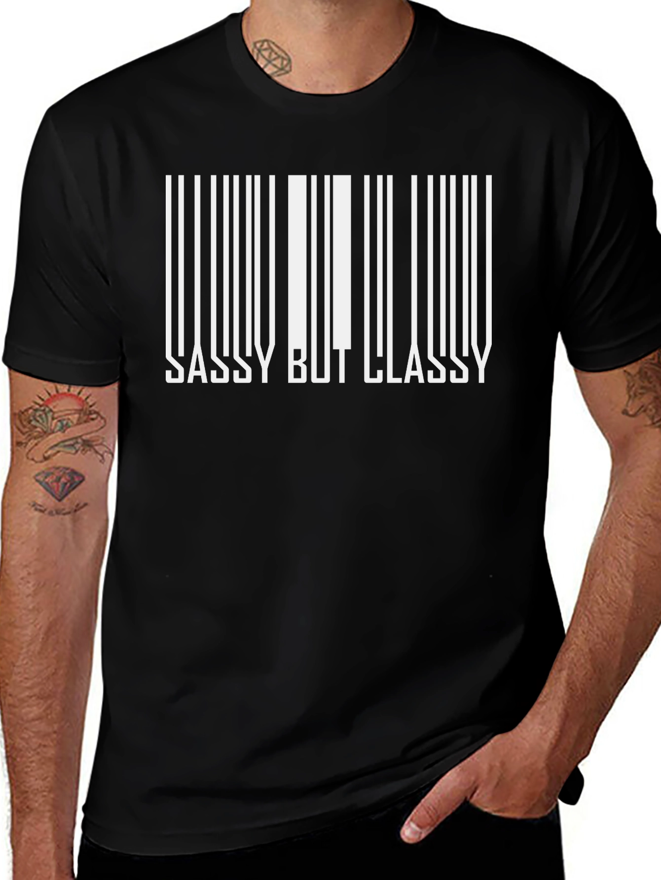 Sassy But Classy Barcode Graphic Tee - Black