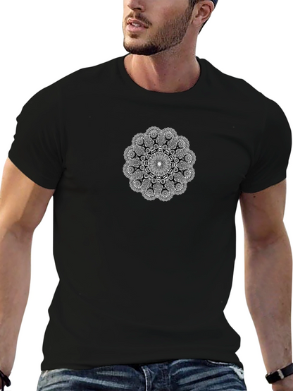 Black T-Shirt with Mandala Graphic