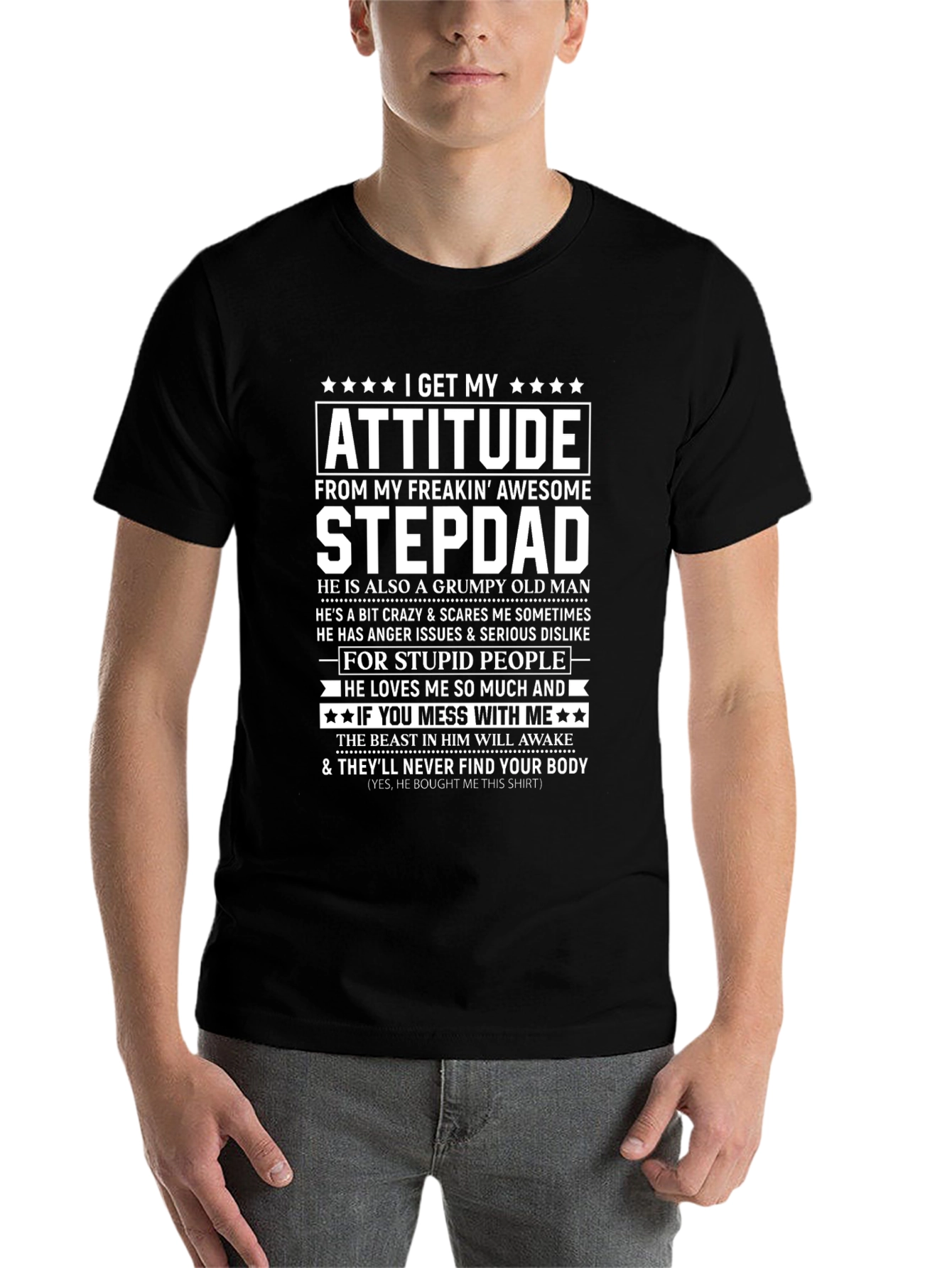 Awesome Stepdad T-Shirt: Attitude & Humor