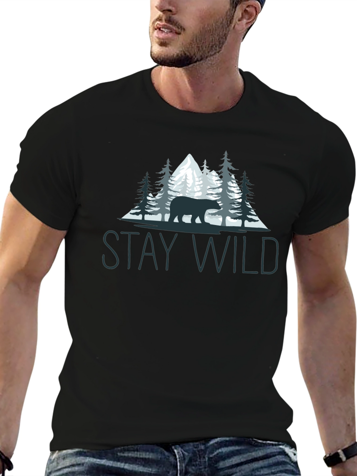 Stay Wild Bear Graphic Tee - Nature Lovers T-Shirt