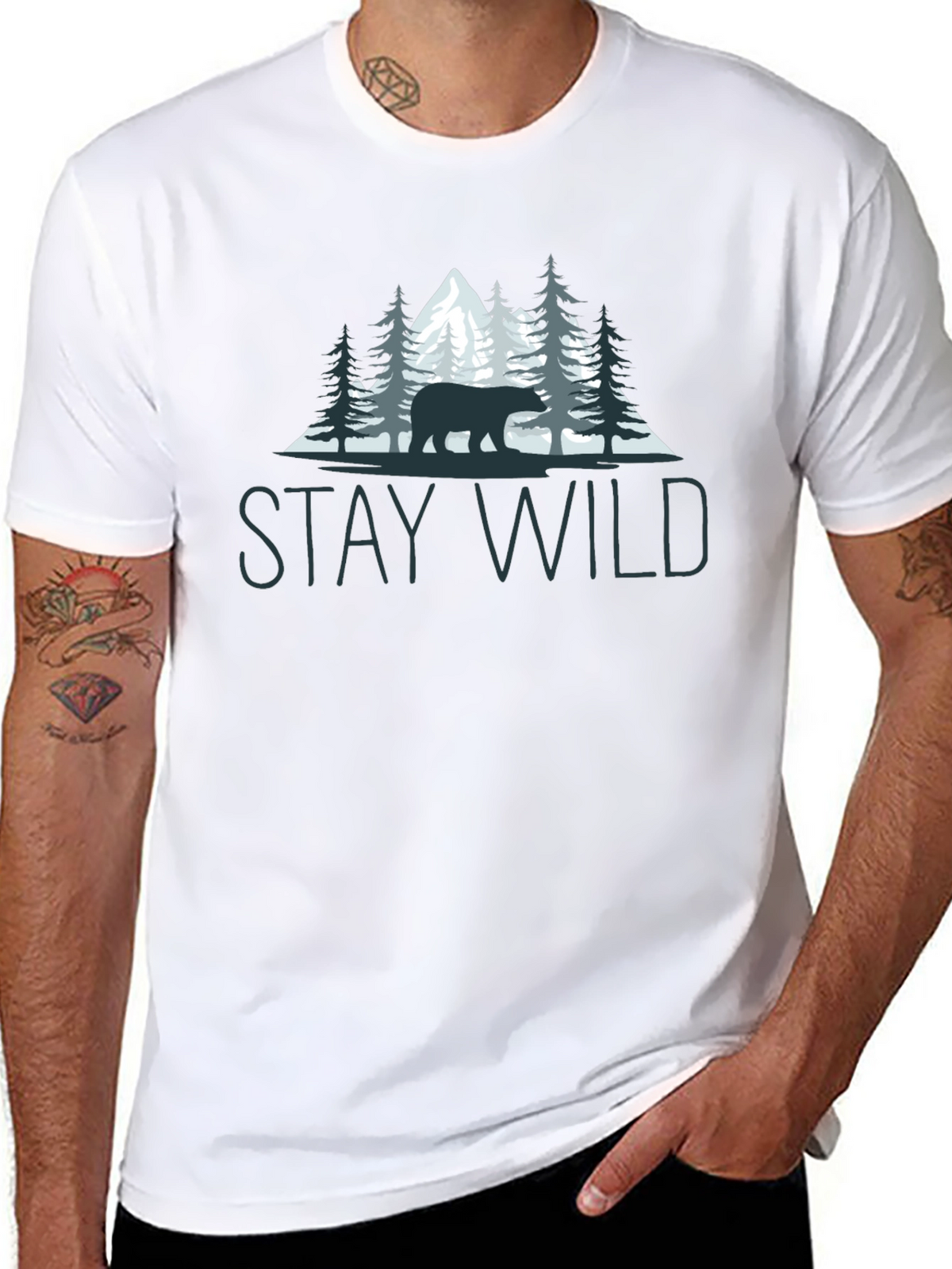 Stay Wild Bear Graphic Tee - Nature Lovers T-Shirt