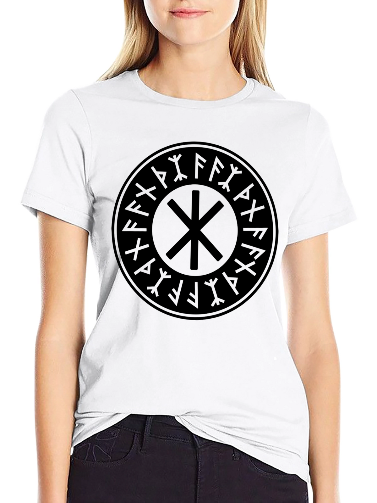 Black T-Shirt with Viking Symbol