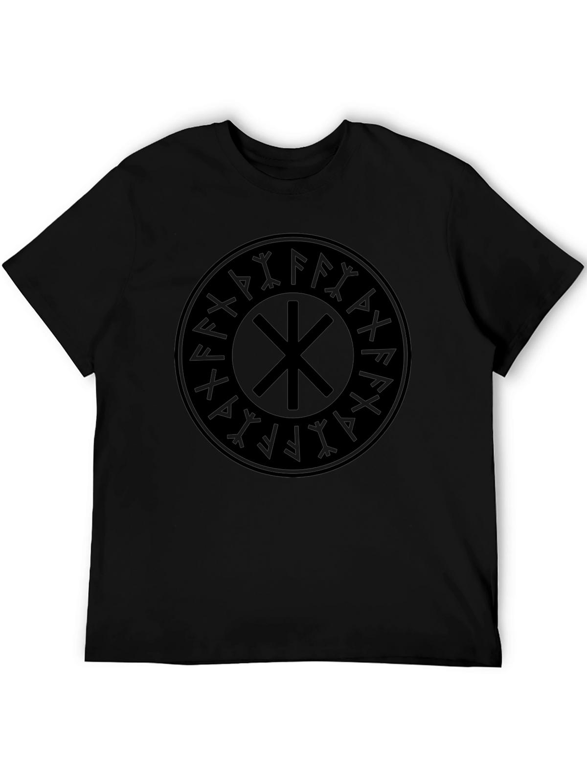 Black T-Shirt with Viking Symbol