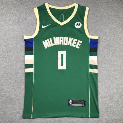 Men's Milwaukee Bucks Damian Lillard #0 Hunter Green Fast Break Player Jerseys - Icon Edition