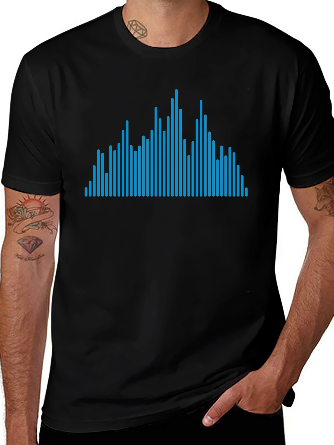 Blue Line Graphic Black Tee