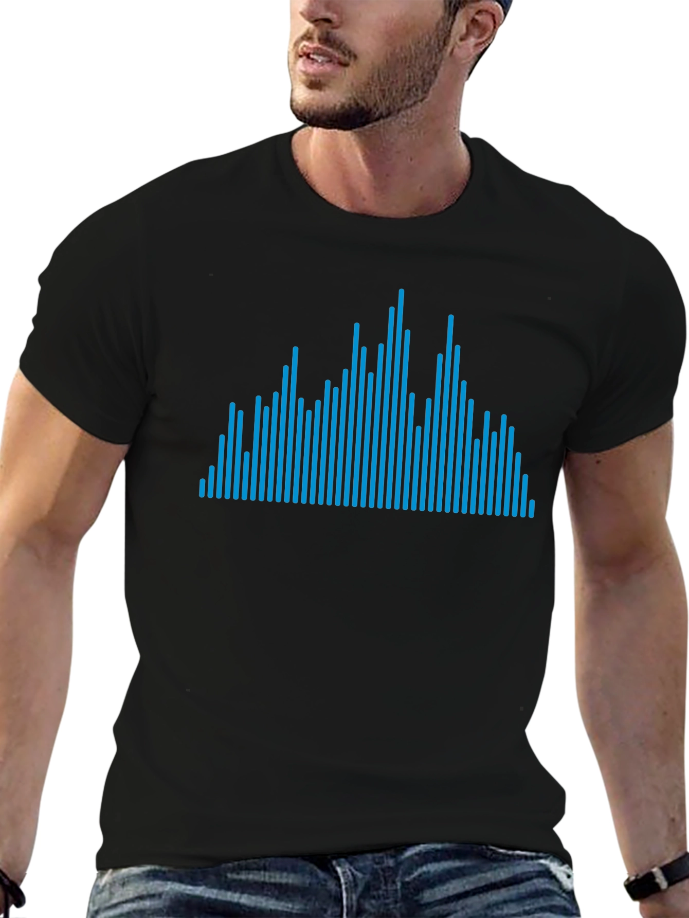 Blue Line Graphic Black Tee