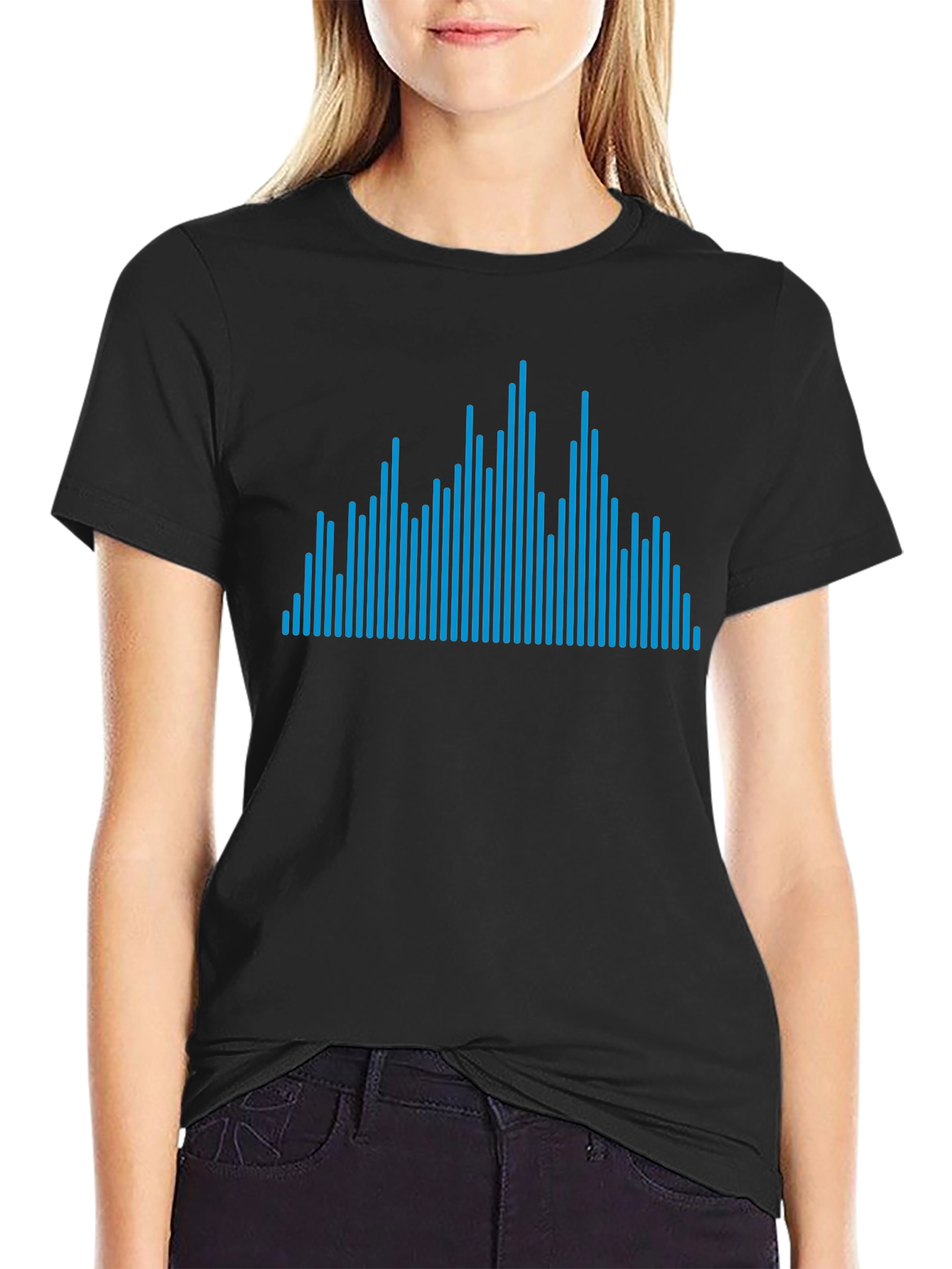 Blue Line Graphic Black Tee