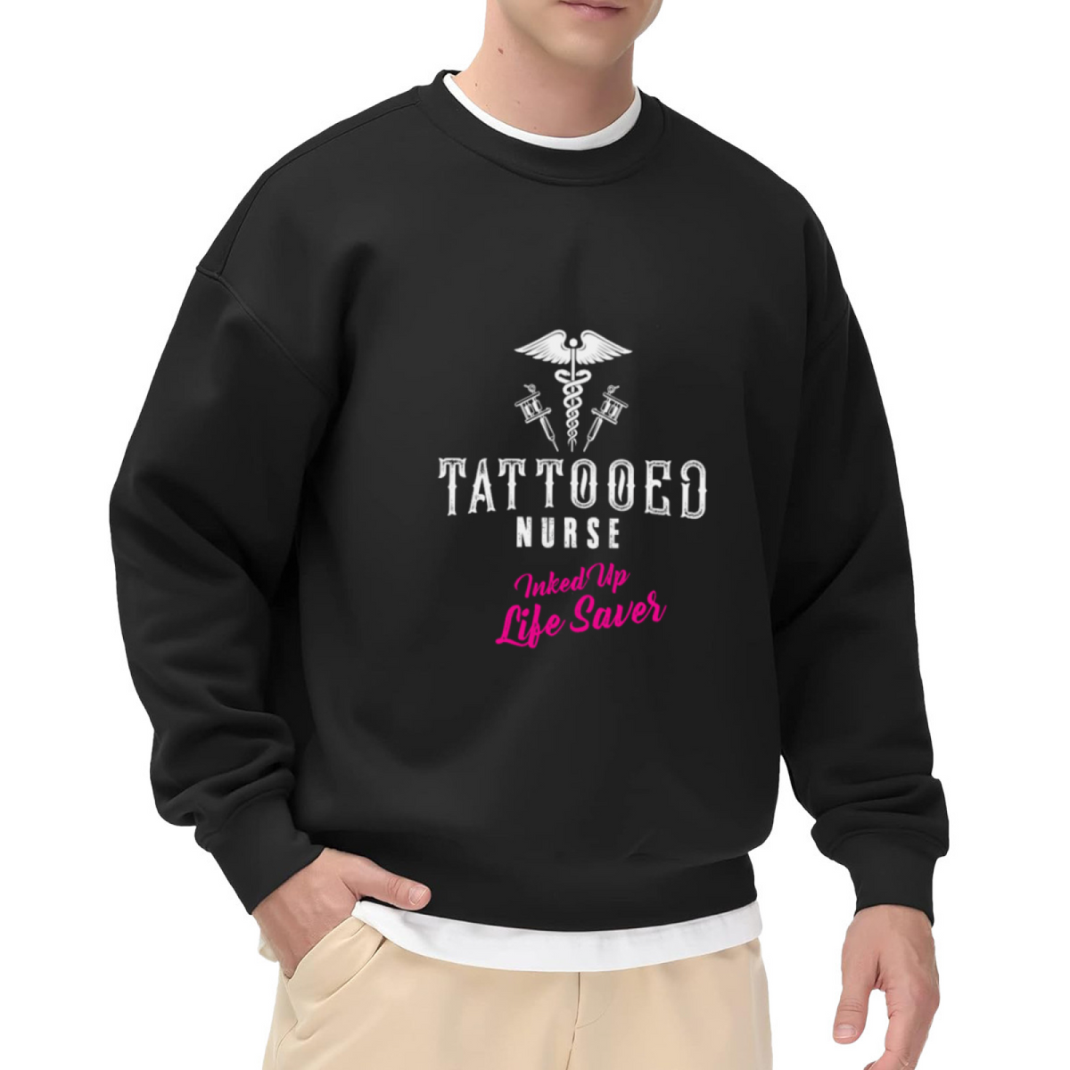 Tattooed Nurse Inked Up Life Saver Medical Crewneck Sweatshirt