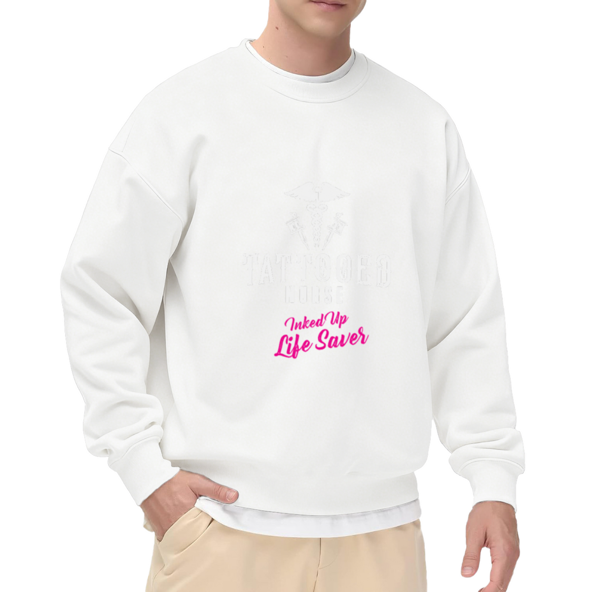 Tattooed Nurse Inked Up Life Saver Medical Crewneck Sweatshirt