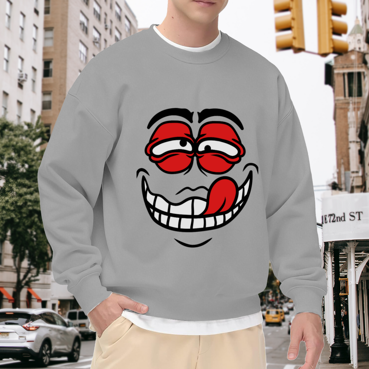 Goofy Crazy Face Funny Meme Graphic Crewneck Sweatshirt