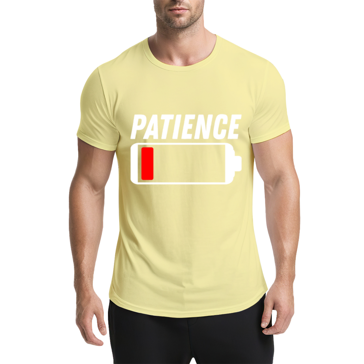 Low Battery Patience Funny Mood Graphic Grey T-Shirt