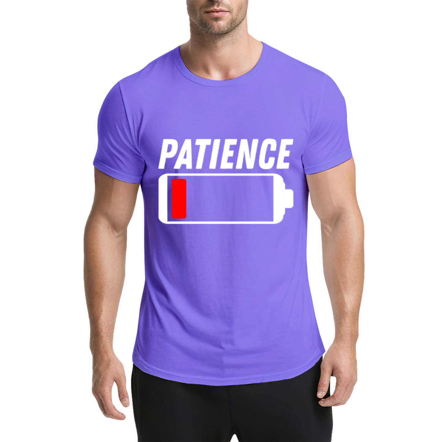 Low Battery Patience Funny Mood Graphic Grey T-Shirt