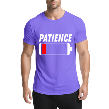 Low Battery Patience Funny Mood Graphic Grey T-Shirt