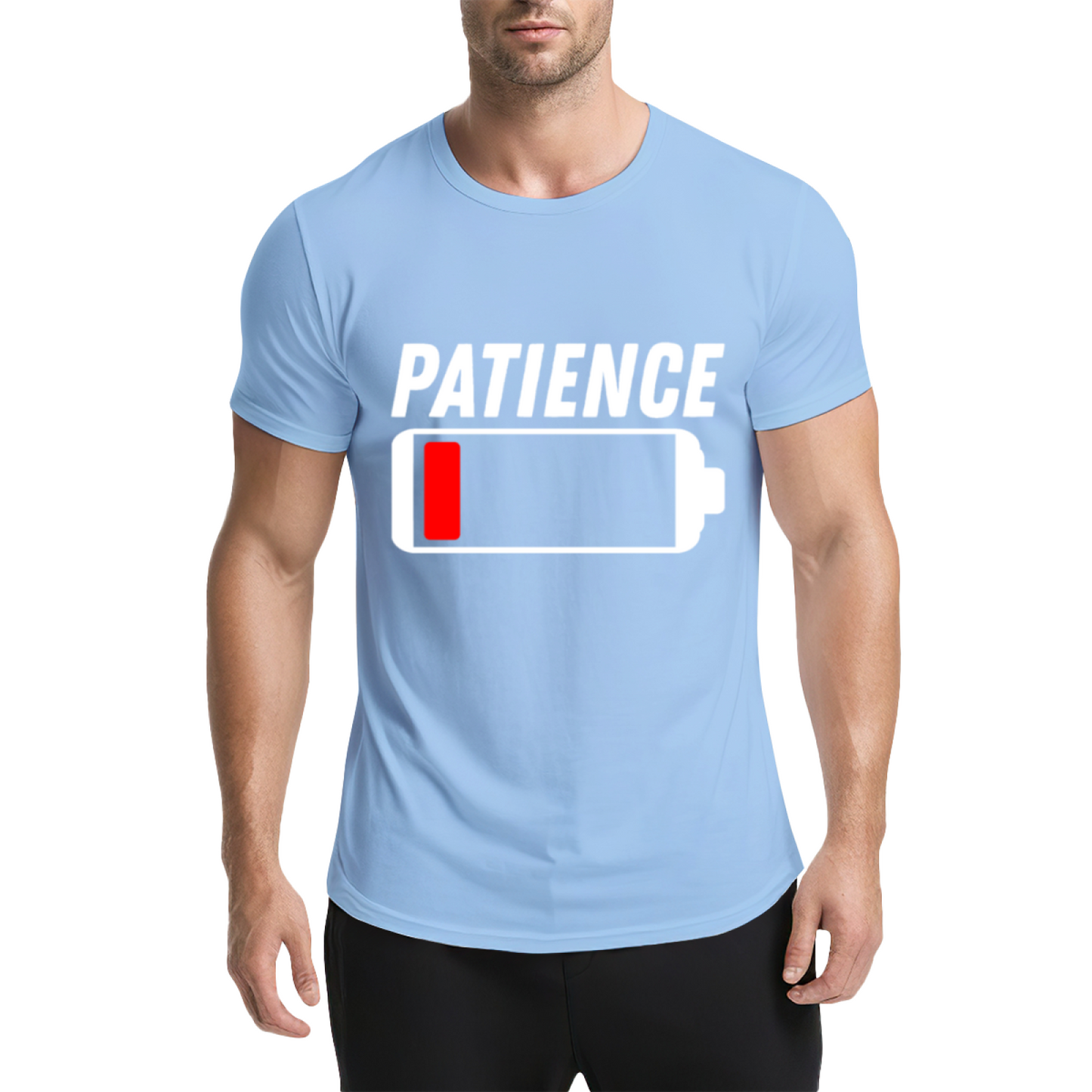 Low Battery Patience Funny Mood Graphic Grey T-Shirt