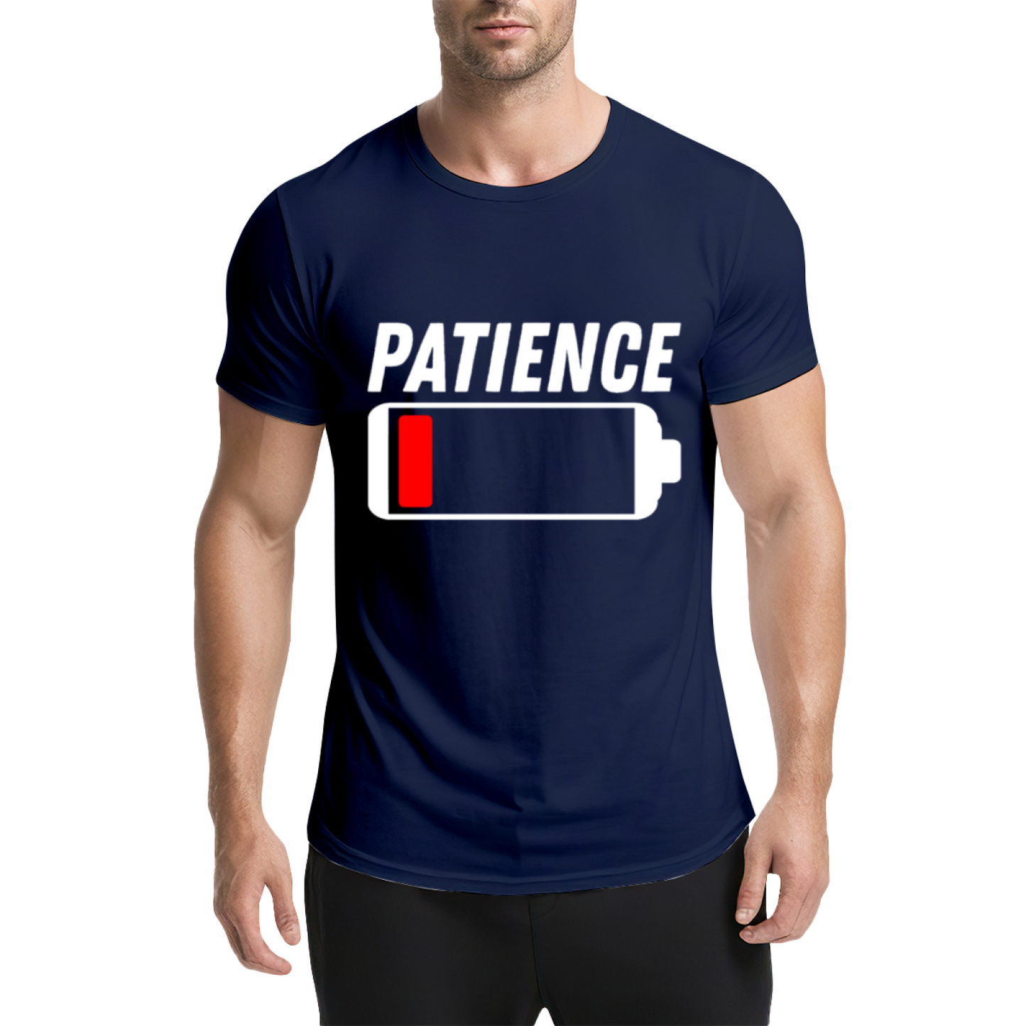 Low Battery Patience Funny Mood Graphic Grey T-Shirt