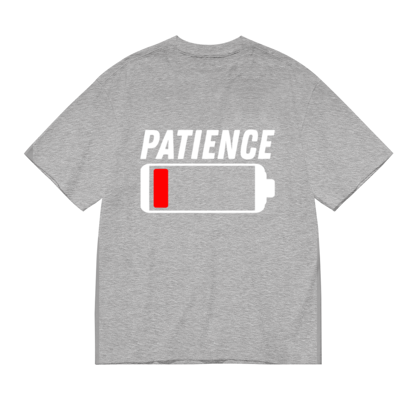 Low Battery Patience Funny Mood Graphic Grey T-Shirt