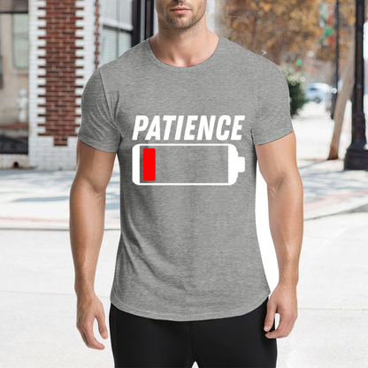 Low Battery Patience Funny Mood Graphic Grey T-Shirt